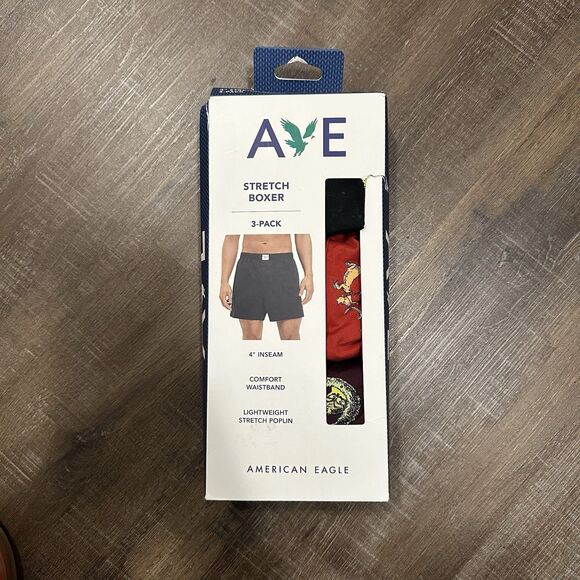 NEW American Eagle Stretch Poplin Boxers Mens S The Grinch 3 Pack 4” Inseam - Picture 4 of 8